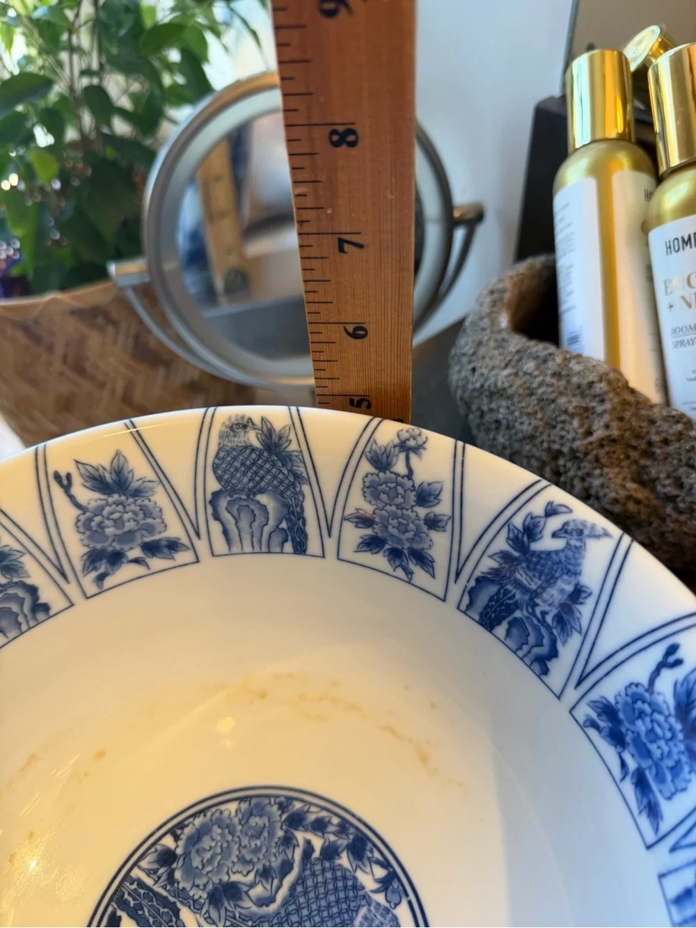 Vintage Blue and White Floral Porcelain Serving Bowl - Picture 6 of 6